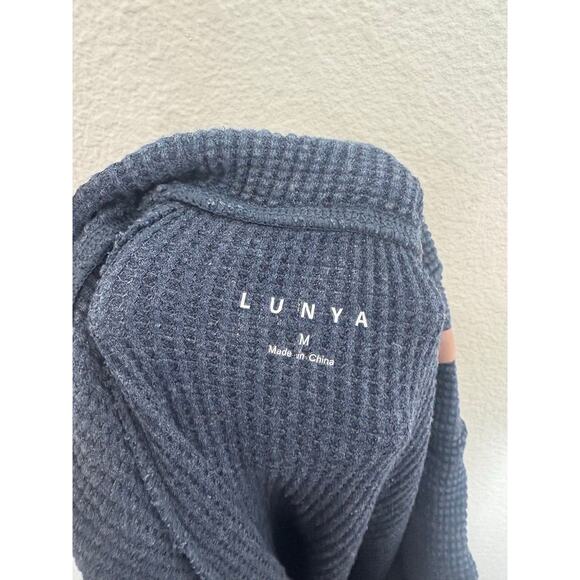 Lunya Restore Thermal Draped Jogger Medium Blue Waffle Knit Lounge Pants Comfort - Picture 5 of 14